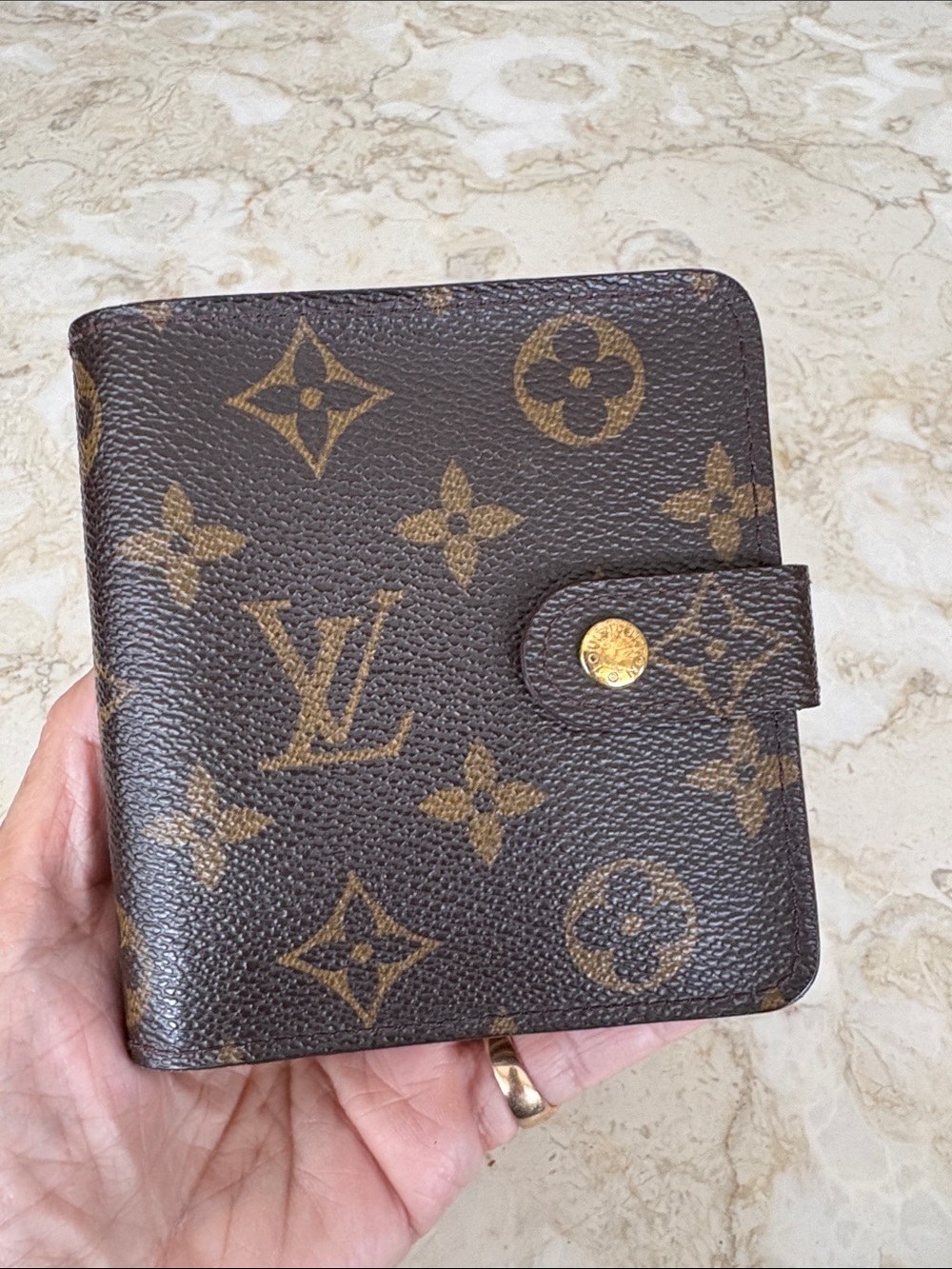 Louis Vuitton Monogram Compact Zip Bifold Wallet Authentic